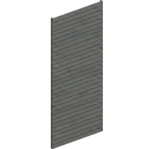 Sichtschutzelement aus Holz mit waagerechten Lamellen in Anthrazitgrau.