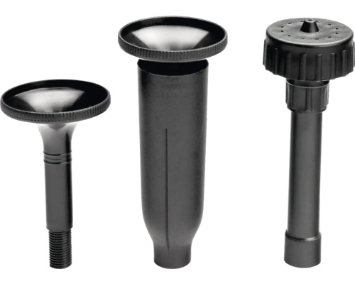 Teichpumpenaufsatz AQUAEL Teichfontäne Aquaplay KR-1 Wasserspielaufsatz Drei verschiedene schwarze Springbrunnendüsen aus Kunststoff für unterschiedliche Wasserspiele.