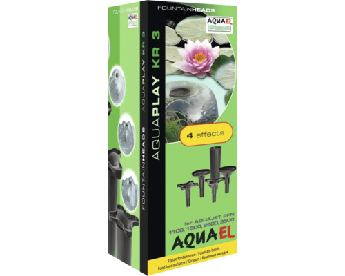AquaEL Aquaplay KR 3 Fontänenaufsatz-Set mit vier verschiedenen Wasserbildern, passend für Aquajet PFN Pumpen.