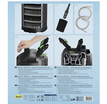 Kit de filtre extérieur pour aquarium Tetra EX 1000 Plus avec système de filtration à compartiments, préfiltre, deux tuyaux et Tetra Logo.
