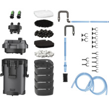 Kit de filtre extérieur Tetra pour aquariums avec masses filtrantes, tuyaux, tubes et ventouses. Tetra Logo.