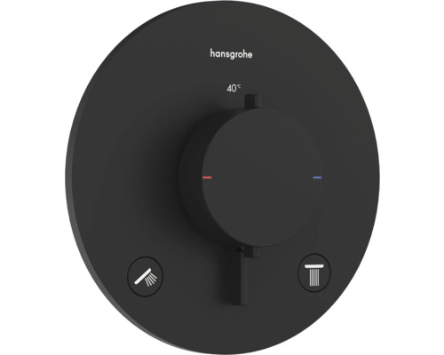 Logo Hansgrohe. Mitigeur thermostatique pour douche et baignoire avec limiteur de température à 40 degrés.