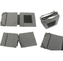 Vues multiples d'un lit d'appoint pliable avec revêtement gris