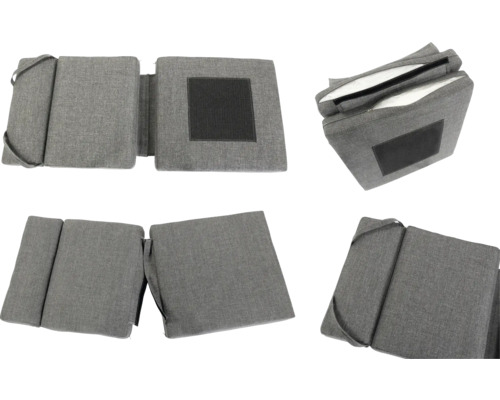 Vues multiples d'un lit d'appoint pliable avec revêtement gris