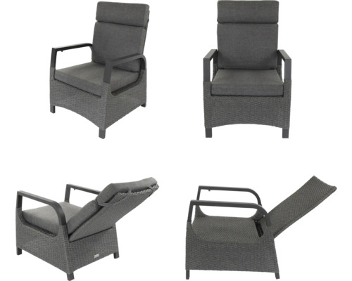 Chaise de jardin en polyrotin en quatre vues