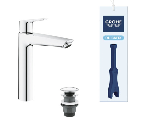 Grohe Einhand-Waschtischbatterie mit Zugstangen-Ablaufgarnitur und QuickFix Werkzeug