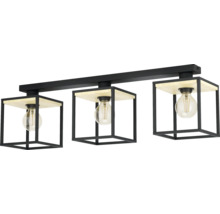 Deckenleuchte mit drei Leuchten, Holz und Metall