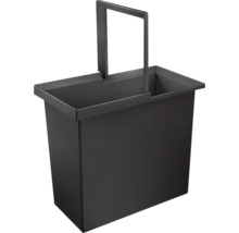 Poubelle rectangulaire en plastique avec haute poignée de transport, coloris anthracite.