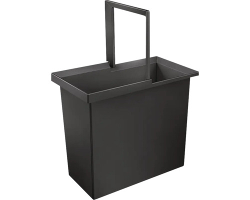 Poubelle rectangulaire en plastique avec haute poignée de transport, coloris anthracite.