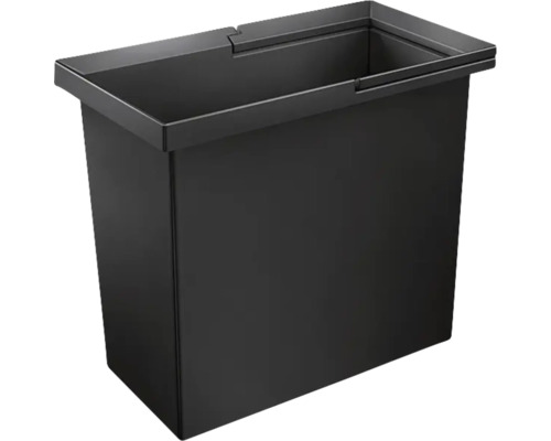 Poubelle rectangulaire noire en plastique comme insert pour les systèmes de tri des déchets.