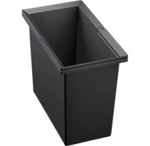 Poubelle rectangulaire en plastique noir pour systèmes de tri sélectif.