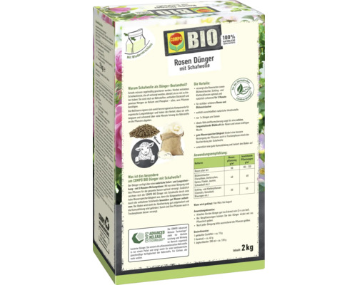 COMPO Bio Engrais pour rosiers avec laine de mouton, 2 kilogrammes