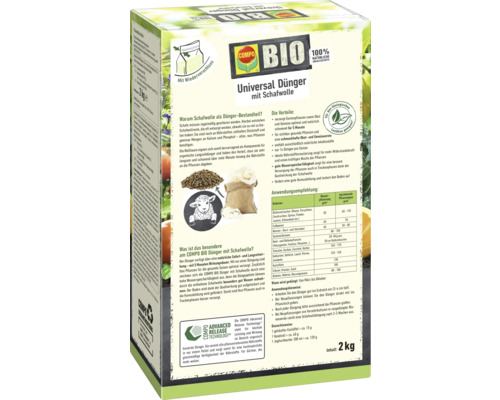 Engrais universel Compo Bio avec de la laine de mouton, sac de 2 kilogrammes
