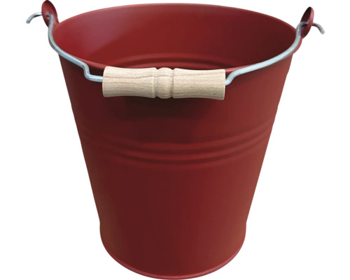 Seau en métal avec poignée en bois