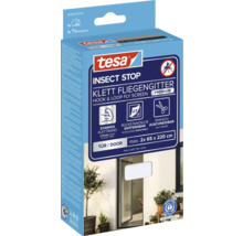 Tesa Insect Stop Klett Fliegengitter mit Klettband und Cutter, maximale Größe 2x 65 x 220 cm