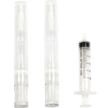Trois seringues d'application transparentes avec indicateur de dosage