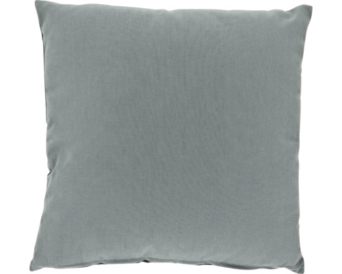 Coussin décoratif carré gris en tissu.
