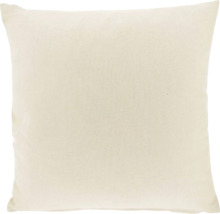 Quadratisches Zierkissen aus Stoff in Beige.