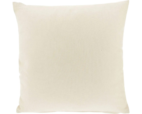 Quadratisches Zierkissen aus Stoff in Beige.