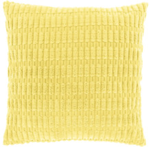 Quadratisches Zierkissen mit Cord-Struktur in Gelb.