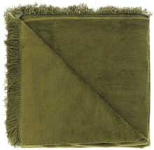 Plaid doux avec franges, vert olive.