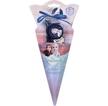 Cornet d'école garni Disney Frozen pour la rentrée scolaire, 6 pièces avec fournitures d'écriture comme crayon, taille-crayon et gomme.