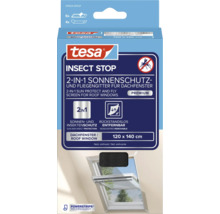 Tesa Insect Stop 2 en 1 protection solaire et moustiquaire pour fenêtres de toit, 120 x 140 cm