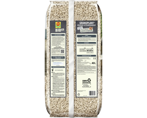 COMPO BIO Granuplant Drainage- und Pflanzgranulat, 40 Liter Sack mit Bimssteinen für Zimmer- und Gartenpflanzen.