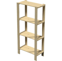 Étagère en bois avec quatre tablettes pour le rangement.