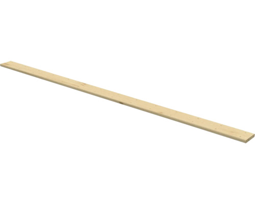 Lange, schmale Holzlatte aus hellem, gehobeltem Holz.