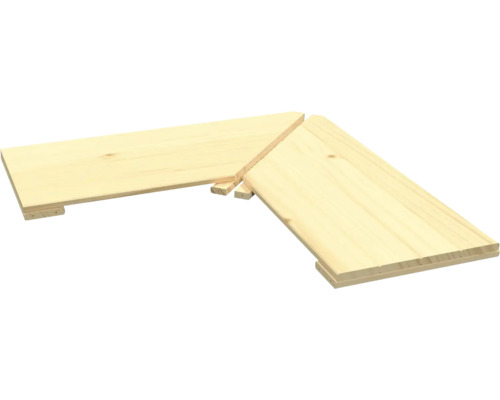 Élément d'angle pour étagères en bois de résineux clair pour l'extension de systèmes de rangement.
