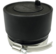 Bouchon de fermeture en caoutchouc avec collier de serrage en acier inoxydable pour tuyaux d'évacuation.