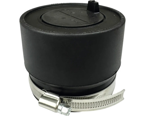 Bouchon de fermeture en caoutchouc avec collier de serrage en acier inoxydable pour tuyaux d'évacuation.
