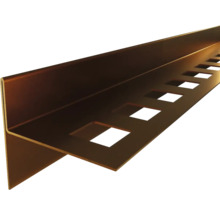 Profilé pour carrelage en aluminium couleur bronze avec base perforée carrée pour la finition des bords.