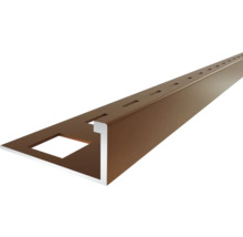 Profilé de finition pour carrelage en forme de L en aluminium bronze, perforé.