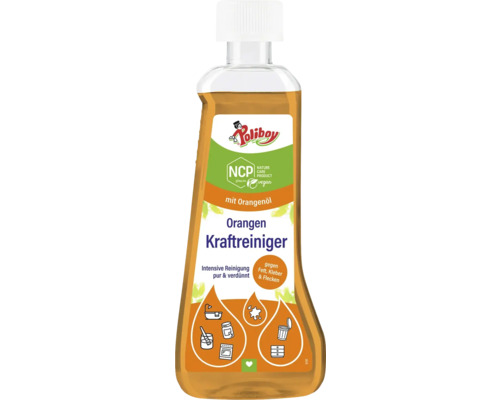 Nettoyant intensif à l orange Poliboy à l huile d orange, vegan et certifié NCP, pour un nettoyage intensif contre la graisse, la colle et les taches.