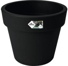 Pot de fleurs rond en plastique noir elho, garantie 5 ans, fabriqué en matériau recyclé, elho Logo.