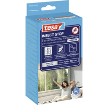 tesa Insect Stop 2-in-1 Pollen- und Fliegengitter Premium für Fenster, Netzfarbe Anthrazit, rückstandslos entfernbar, maximal 130 mal 150 Zentimeter.
