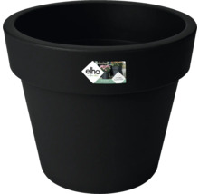 Pot de fleurs rond en plastique noir elho, fabriqué à partir de matériaux recyclés avec 5 ans de garantie.