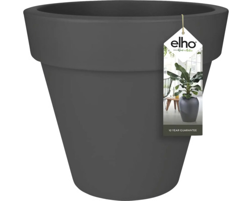 Pot de fleurs elho en plastique de forme ronde et conique, anthracite.