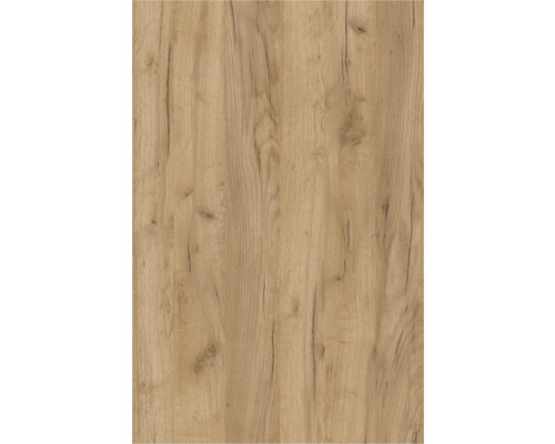 Décor bois aspect chêne avec veinures naturelles et nœuds.