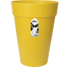 Pot de fleurs haut jaune Elho en plastique recyclé avec système d arrosage intégré.