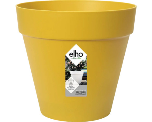 Pot de fleurs elho en plastique recyclé avec système d'arrosage, jaune