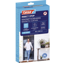 tesa Insect Stop Magnetvorhang für Türen, Anthrazit, 80 mal 200 Zentimeter. Selbstschließend, zuverlässiger Halt. tesa Logo, Siegel Blauer Engel.