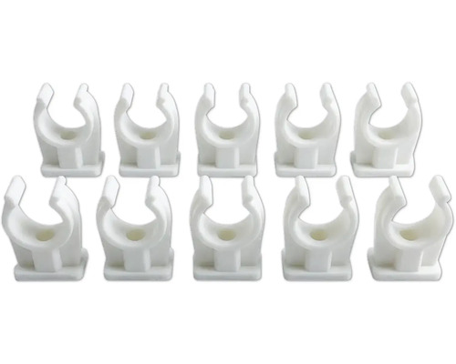 Clips blancs en plastique pour tubes, 10 pièces