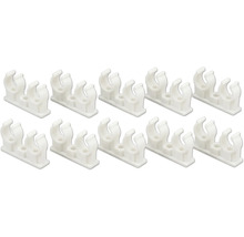 Clips doubles pour tubes en plastique blanc pour la fixation de tuyaux, lot de 10.