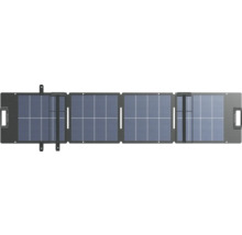 Panneau solaire EcoFlow pliable avec quatre modules solaires et poignées de transport intégrées pour l'alimentation électrique mobile.