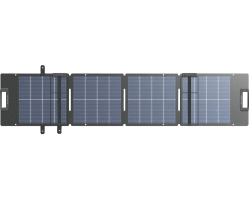 Panneau solaire EcoFlow pliable avec quatre modules solaires et poignées de transport intégrées pour l'alimentation électrique mobile.