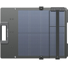 Panneau solaire portable EcoFlow plié avec poignée de transport, logo EcoFlow et surface texturée.