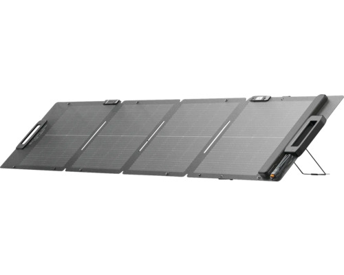 Panneau solaire portable EcoFlow avec quatre segments pliables et support intégré.